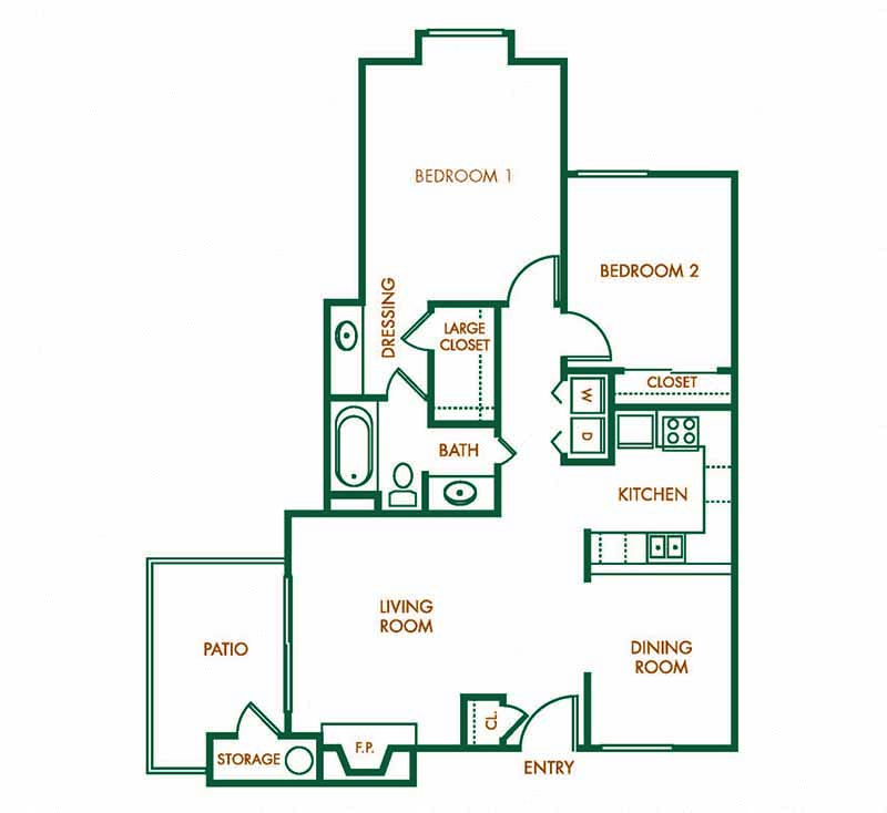 Two bedroom floor plan